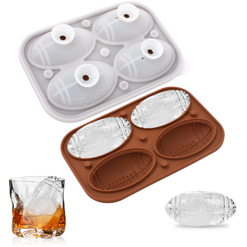 Football Ball Freezer Silicone Whiskey Ice Cube Tray with Lid